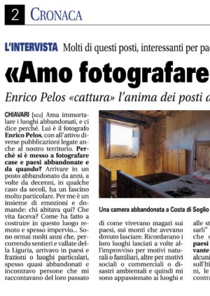 INTERVISTA AMO FOTOGRAFARE I Luoghi Abbandonati Abandoned Places DI CLAUDIA SANGUINETI SU NUOVO LEVANTE